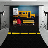 Aperturee - Aperturee Classic Bus Stop Back To School Photo Sweep Backdrop